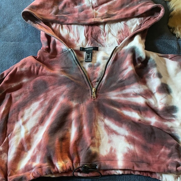 Forever 21 Cropped Half Zip Hoodie - Picture 2 of 3